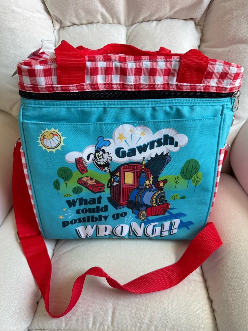 Disney Mickey & Minnie’s Runaway Railway Red Checkered Picnic Cooler & Blanket - Picture 3 of 11